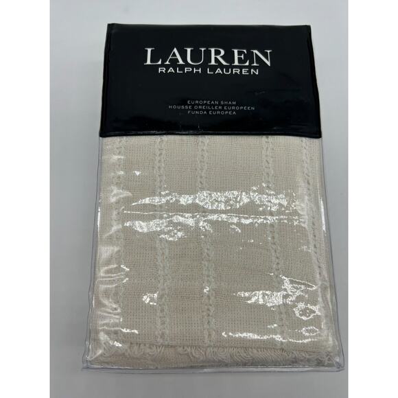 Lauren Ralph Lauren Callen EURO SHAM Cream 26" x 26" Open Weave $135 NWT. - Picture 7 of 12